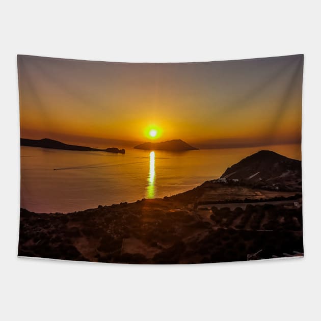 Greek Sunset in Milos Tapestry by GRKiT