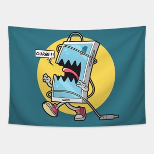 Funny Cartoon Zombie Cell Phone Tapestry