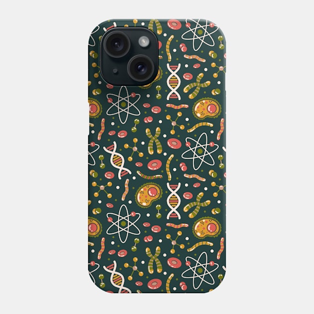 Molecules and Atoms Pattern on Green Phone Case by Simplulina