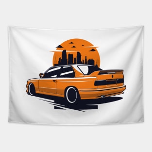 Orange E30 M classic city skyline Tapestry