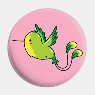 Green Hummingbird Flying #1, Kawaii Cute Pin