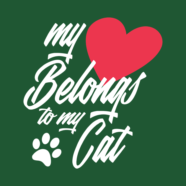 My Heart Belongs to My Cat Funny Valentine Calligraphy by Jasmine Anderson