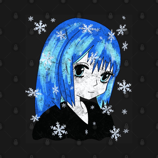 Distressed Winter Anime Girl Drawing by GreenCowLand