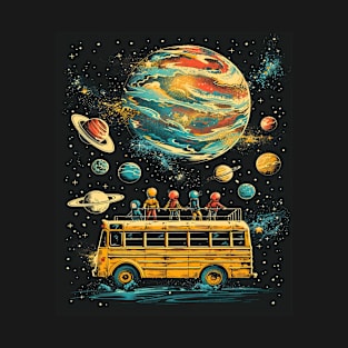 Galactic School Run: Vintage Space Bus Adventure Tee T-Shirt