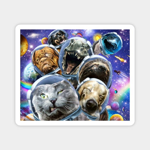 Space Cat Sloth Dog Dinosaur Shark Selfie Magnet by Random Galaxy