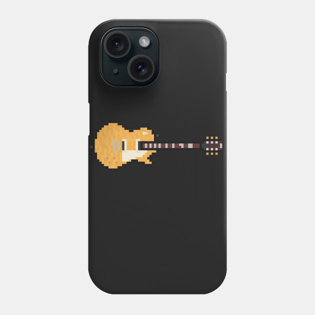 Pixel Golden 1959 Le Spaul Guitar Phone Case by gkillerb