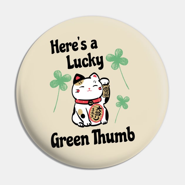 Funny St Patricks Day Lucky Leprechaun Shamrock Cat Lucky Green Thumb Pin by Mochabonk