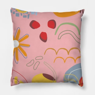 Pink abstract fruit and floral pattern Pillow