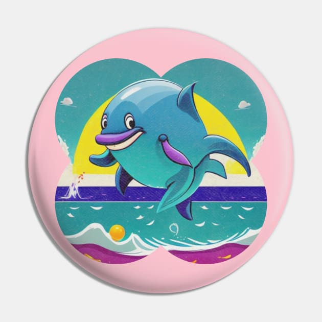 Happy jumping dolphin Pin by ShopColDigital