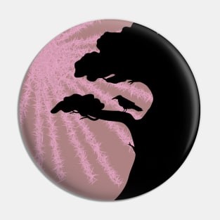 Raven in Winter Sun Ice Pink Pin