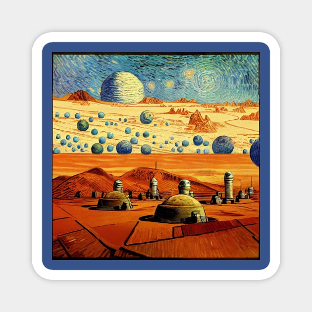 Starry Night in Mos Eisley Tatooine Magnet by Grassroots Green