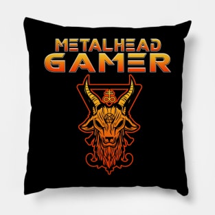 Metalhead Gamer Baphomet Orange Pillow