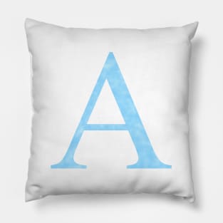 Watercolor Letter A Light Blue Pillow