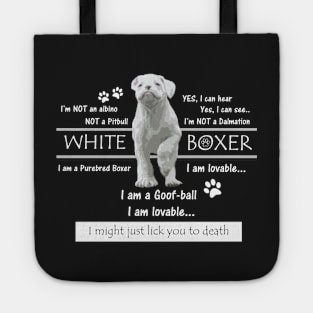 White Boxer Dog Facts Tote