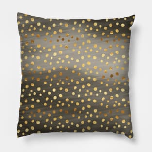 Black and Gold Metallic Polka Dots Pillow