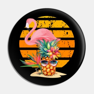 Summer Time Flamingos and Pineapple Pin