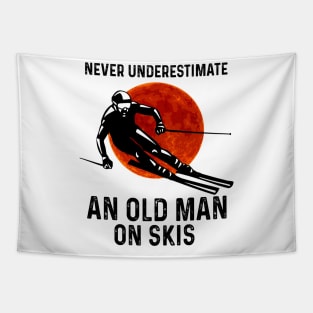 Never Underestimate An Old Man On Skis Tapestry