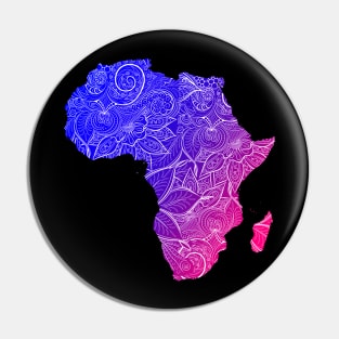 Colorful mandala art map of Africa with text in blue and violet Pin