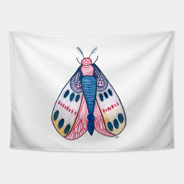 Colorful Spring Moth Tapestry by RuthMCreative