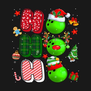 HOHOHO Santa Elf Reindeer Bowling Balls Xmas Light Christmas T-Shirt