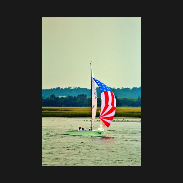 US Flag Sailboat by Cynthia48