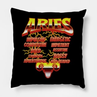 Aries Retro 90s Band Zodiac Birthday Traits Lightning Pillow