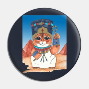 Neferkitty lucky cat art Pin