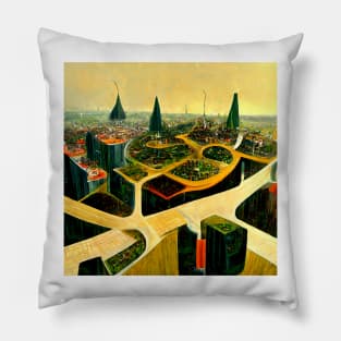 Eco friendly futuristic city Pillow