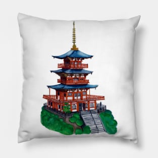 Watercolor - Seigantoji pagoda Pillow