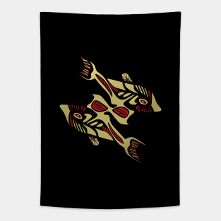 Black and Gold Dolphin Icon Tapestry