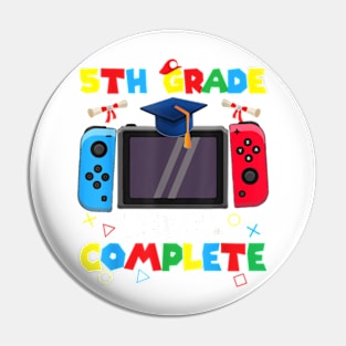 5Th Grade Level Complete Graduation Class Of 2024 Boys Gamer T-Shirt Pin