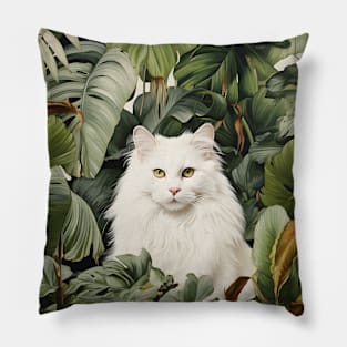 Purrfect Harmony: Cats and Plants Sticker Pillow