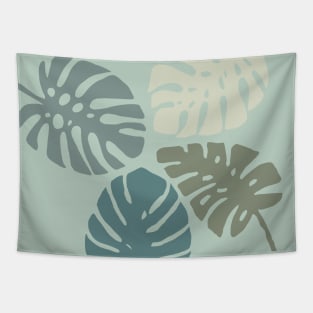 Monstera leaves in shades of green Tapestry