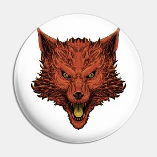 Orange Wolf Head Pin