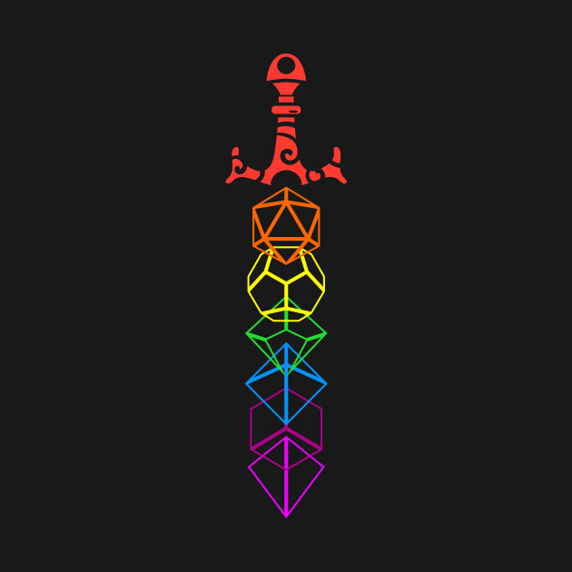 Rainbow Dice Sword Dungeons and Dragons Tabletop RPG Gaming