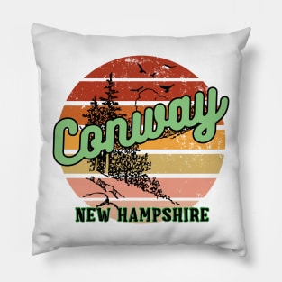 Conway New Hampshire Retro Vintage Sunset Pillow