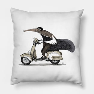 Anteater on a Vespa - Sepia Pillow