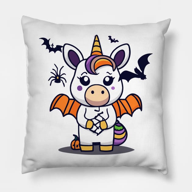 The Bat Unicorn Halloween Cute unicorn Pillow by CHNSHIRT