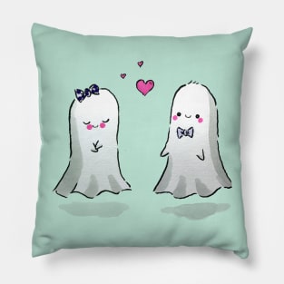 Cute Ghost Couple Fall in Love Pillow