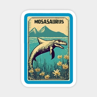 Vintage Mosasaurus Dinosaur in Prehistoric Times Camping and Mountaineering Lover Magnet