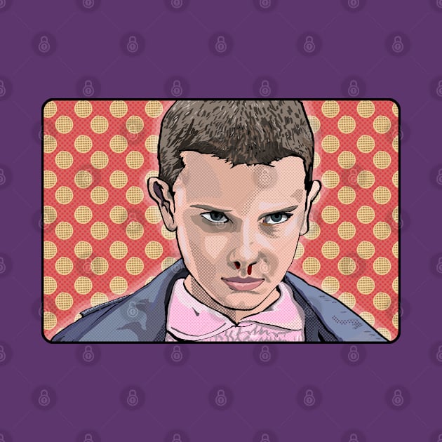 Eleven with pop art Eggo background by FanboyMuseum