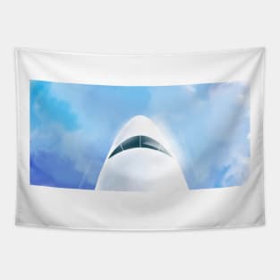 A plane in the sky | Civil aviation | Avia | Blue sky | hand drawn digital painting Tapestry