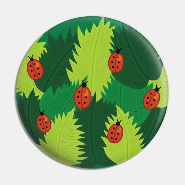 Spring  Green Leaves And Ladybugs Pin by Boriana Giormova