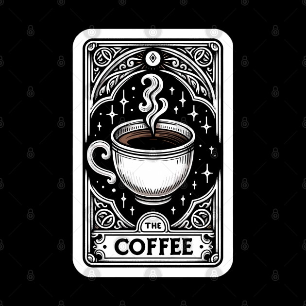 The Coffee Tarot Card Reading Funny Caffeinated Witch by Delta V Art