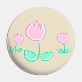 Crayon Tulips - Pastel Cute Kawaii Flower Tulip Baby Nursery Art Pin