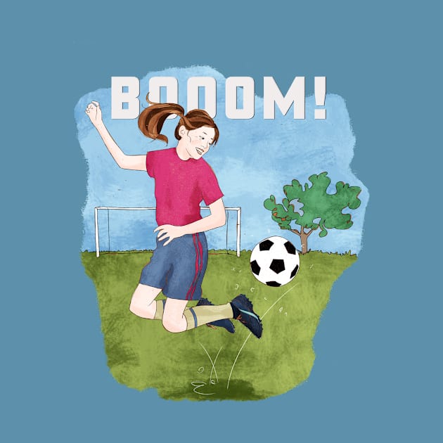 Booom! Girl playing soccer by SW10 - Soccer Art