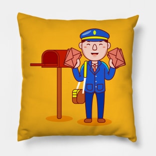 Cute Postman Cartoon Pillow