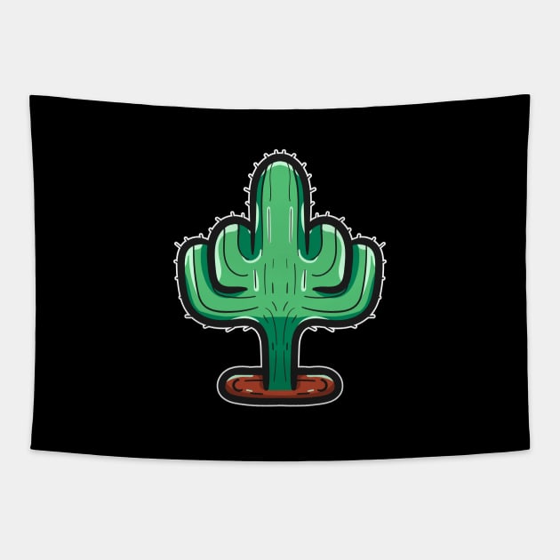 Cactus middle finger Tapestry by happymonday