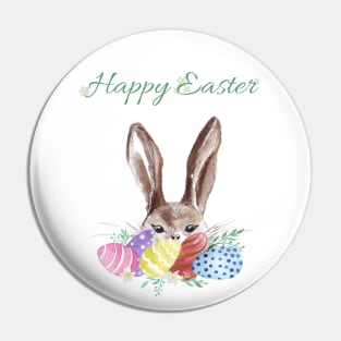 Happy Easter eggs and cute bunny Pin