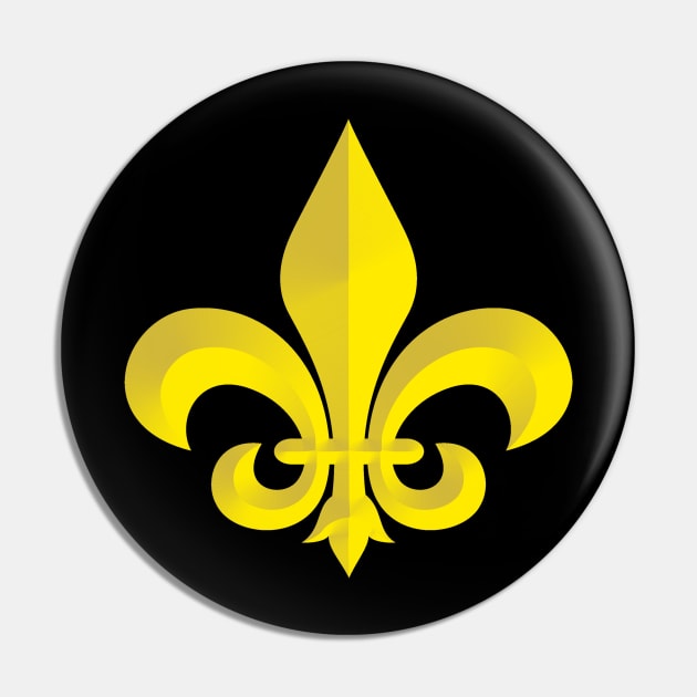 Gold Bevel Fleur De Lis New Orleans Style Pin by TeeCreations